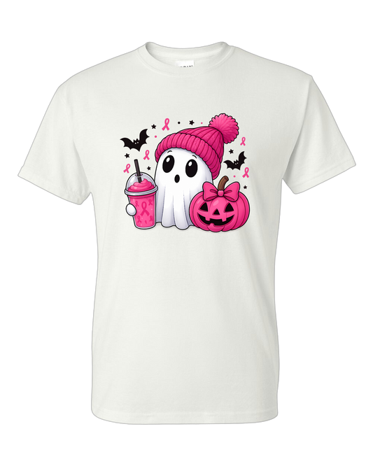 Spooky Ghost Breast Cancer Awareness Kids T-shirt